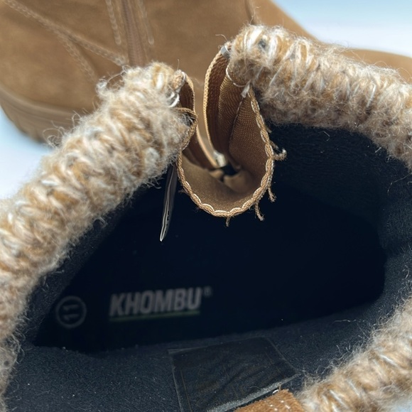 KHOMBU Women’s Size 11M Laura Chestnut Brown Suede LeatherBoot Knit Trim Zip - Picture 10 of 14